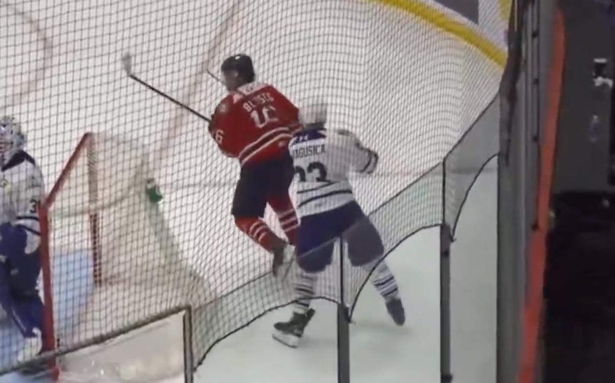 Luke Dragusica's slash on Brady Blaseg 