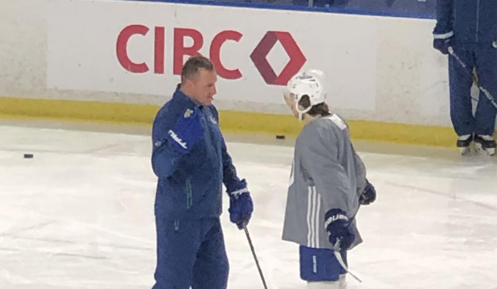 Adam Foote and Quinn Hughes