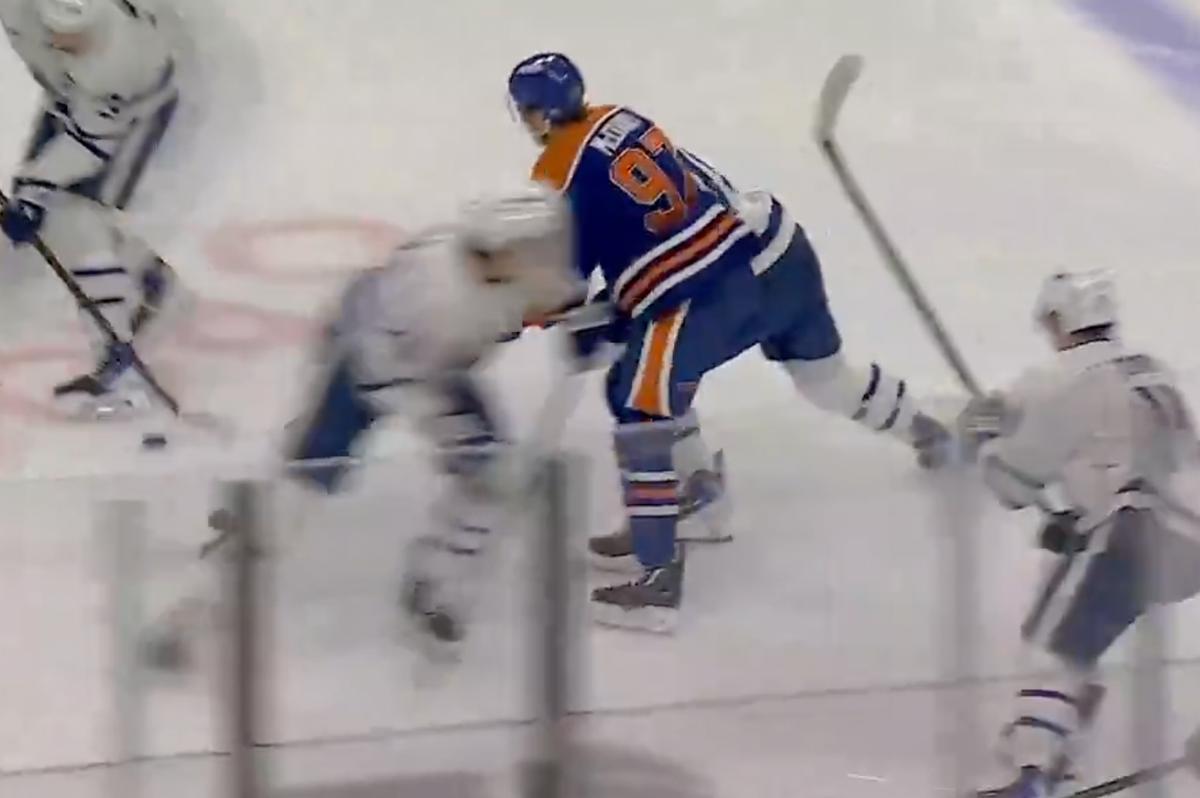 Brandon Carlo's hit on Connor McDavid. 