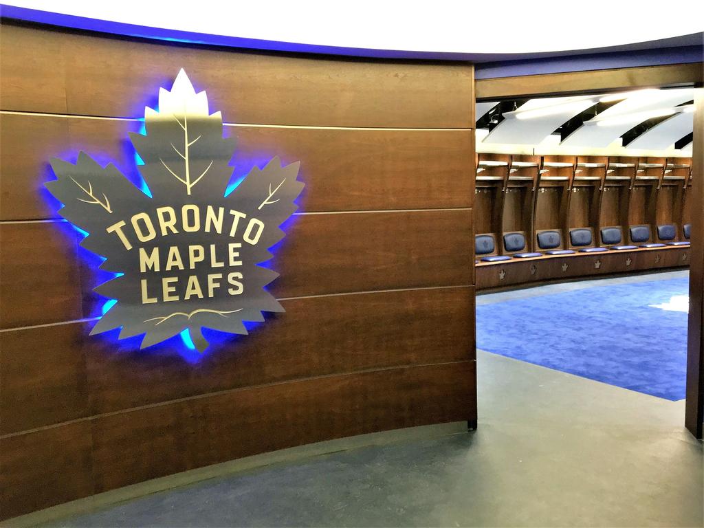 Maple Leafs' dressing room. 