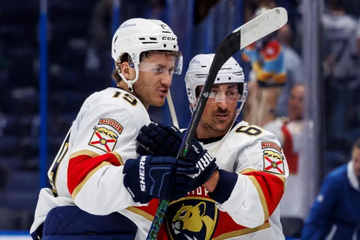 Matthew Tkachuk and Brad Marchand