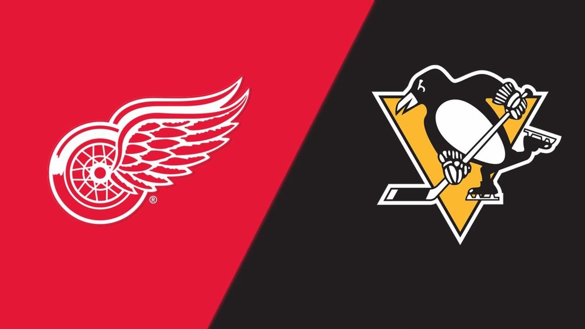Red Wings, Penguins logos. 