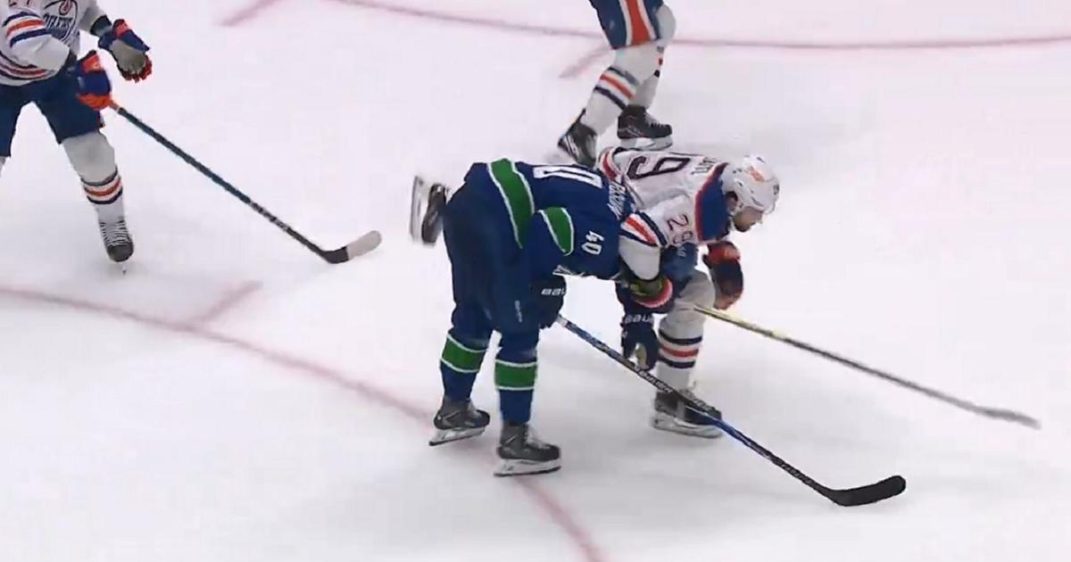 Leon Draisaitl-Manhandles-Elias Pettersson-Oct-3-2025