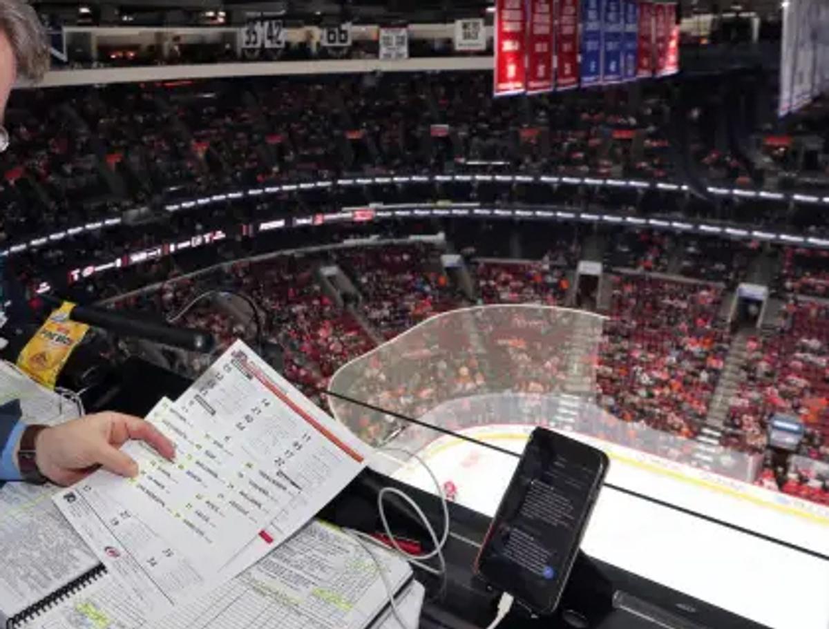 NHL broadcast booth. 