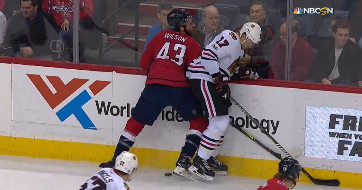 Breaking: Tough guy Tom Wilson injured after big hit along the boards.