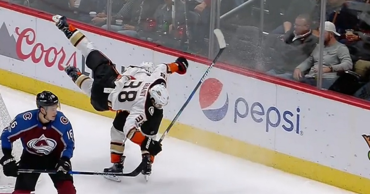 Derek Grant gets destroyed by a huge hit from his own teammate.