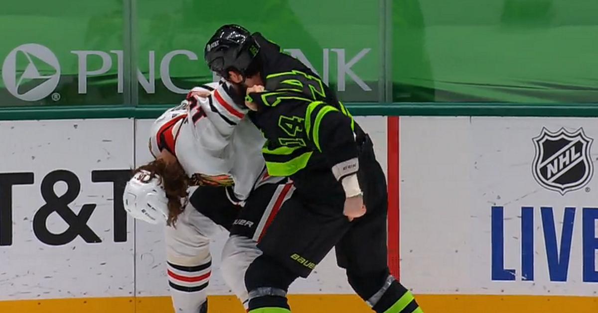 Jamie Benn and Nikita Zadorov throwdown in heavyweight scrap.