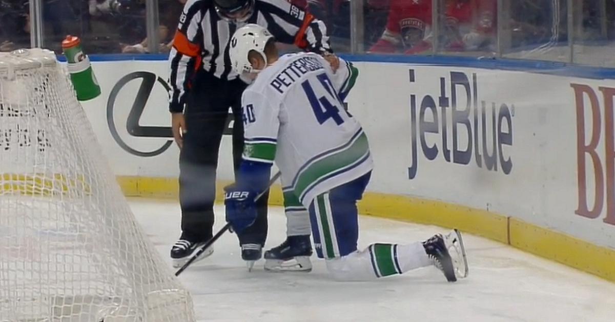 Petterson knocked out of the game after being slammed to the ice.