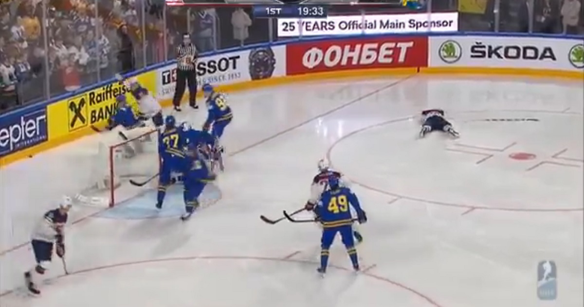 NHL captain lays out first round draft pick with late hit at World Championship.