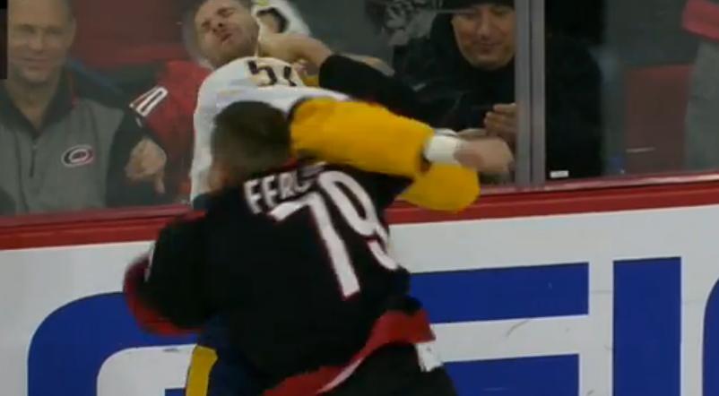Ferland beats the hell out of domestic abuser Austin Watson.