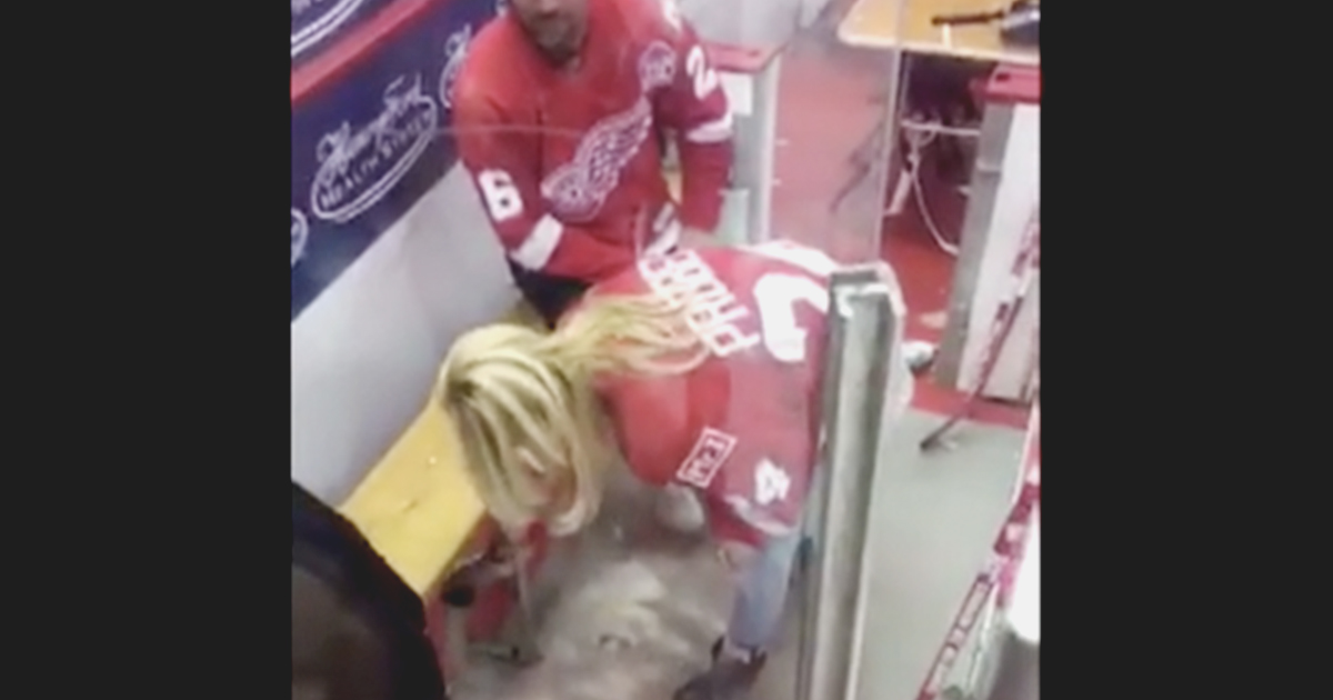 Watch Bob Probert’s widow spreading his ashes in Joe Louis Arena penalty box.