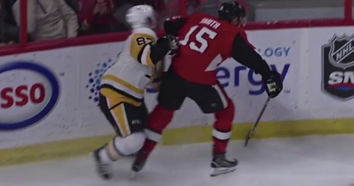 Crosby takes two dangerous elbows to the head in a single game.