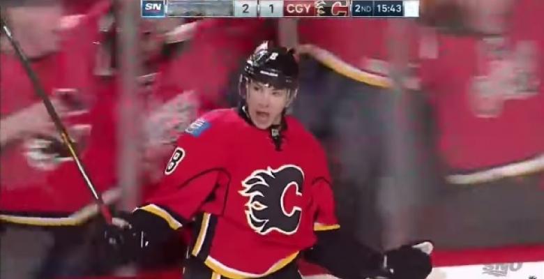 VIDOE: Flames scores first career playoff goal short handed and it's a beauty!