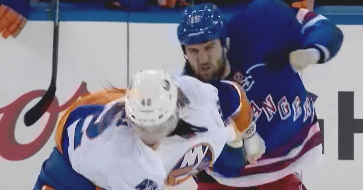 WATCH: Tanner Glass delivering multiple violent punches to Scott Mayfield.