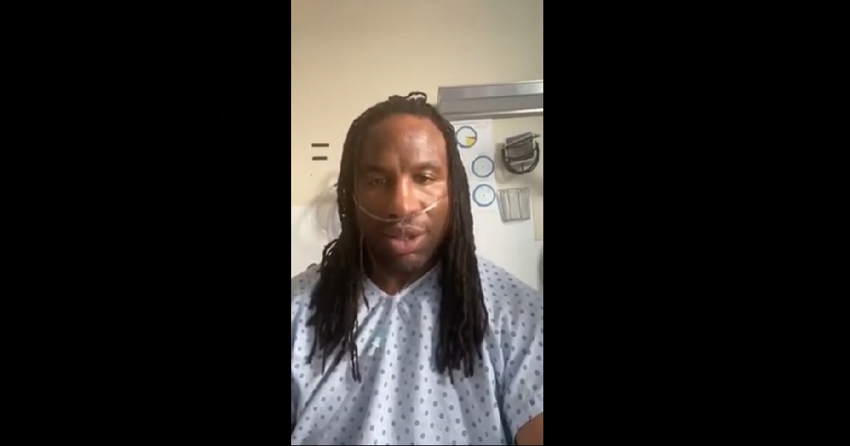 Georges Laraque sends a message from his hospital bed.