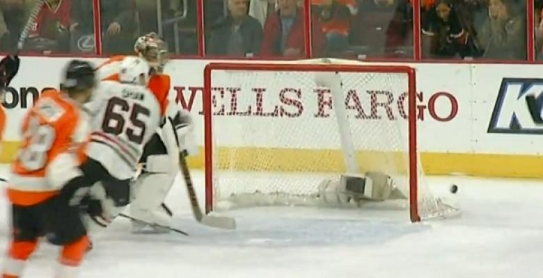 Video: Flyers catch a break after a mind boggling fail from Shaw.