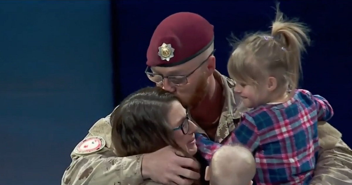 Penguins and Leafs help a Canadian soldier surprise his family.