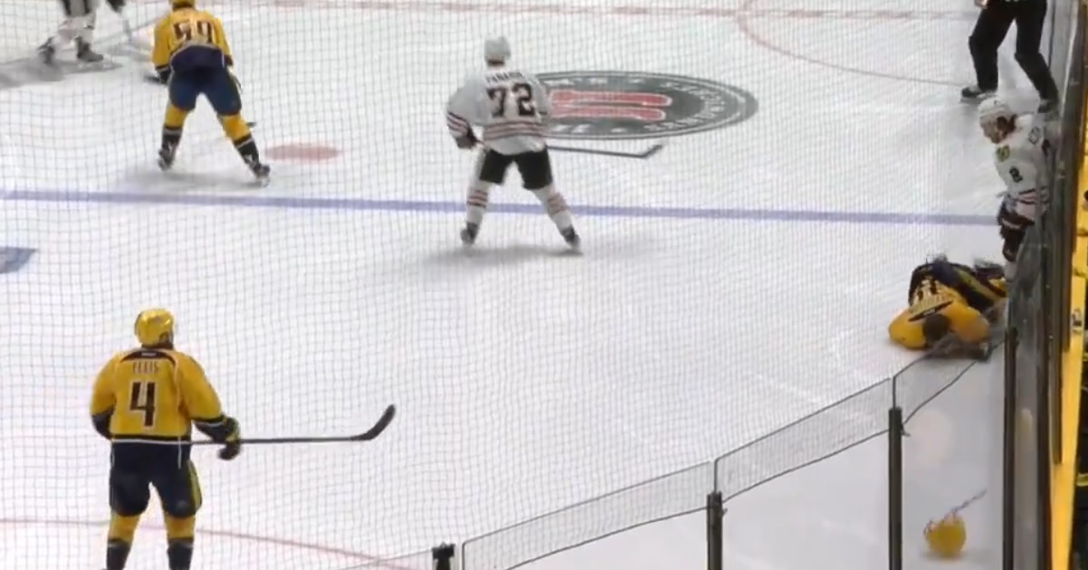 Ducan Keith delivers the boom with one of the best hits of the playoffs!