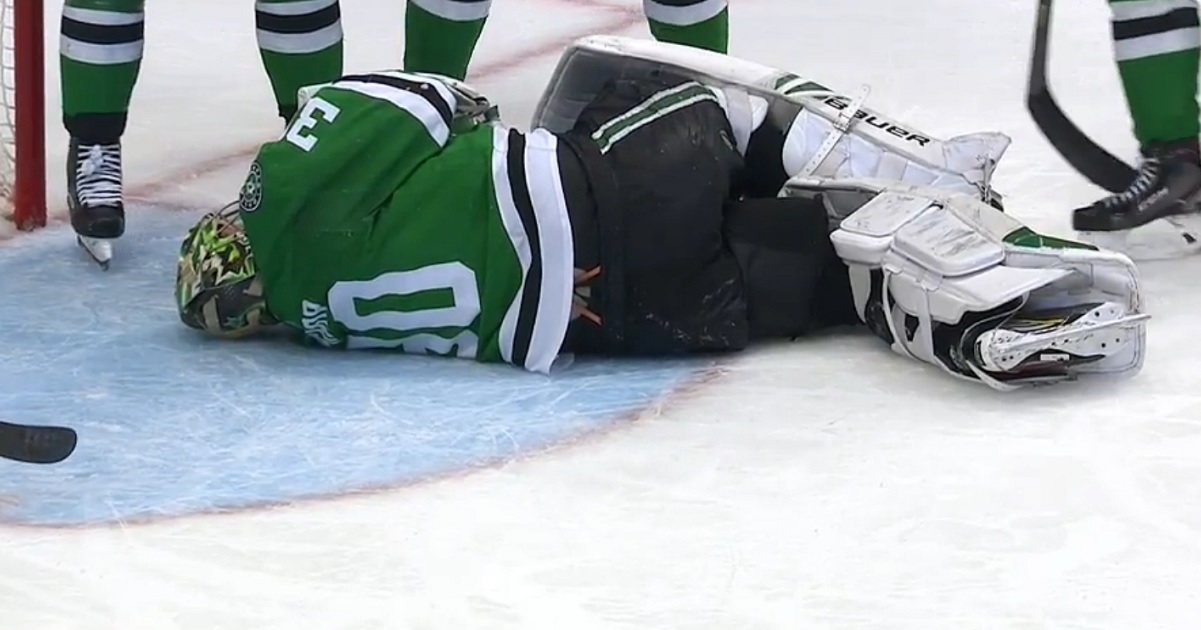 Rocket from Parayko leaves Ben Bishop down on the ice in Game 6.