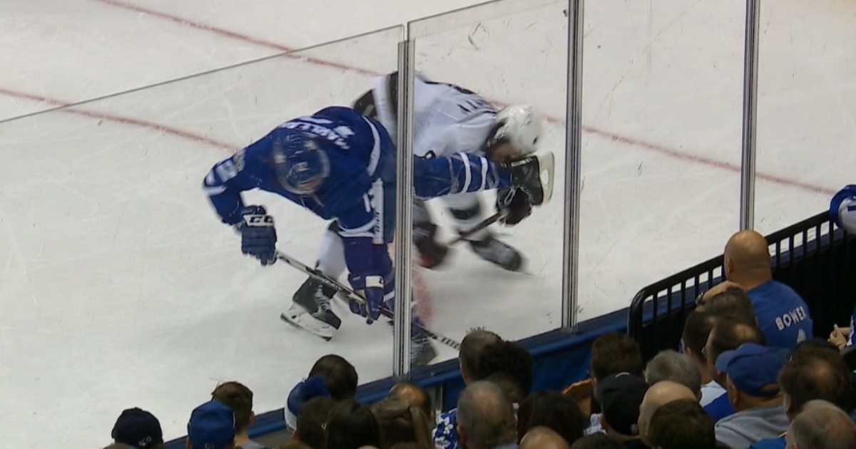 Breaking: Drew Doughty takes Marleau's skate to the face.