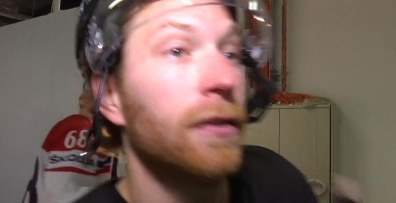 (VIDEO): Claude Giroux gets shoved from behind during interview.