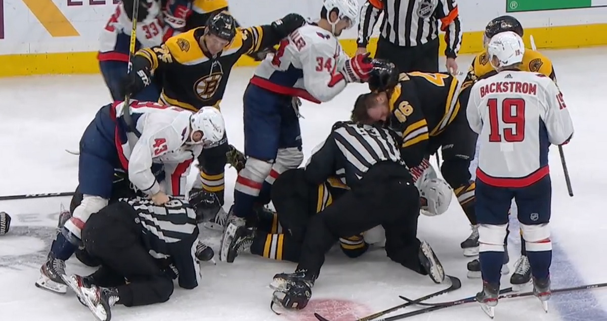 David Pastrnak goes after Tom Wilson and all hell breaks loose!