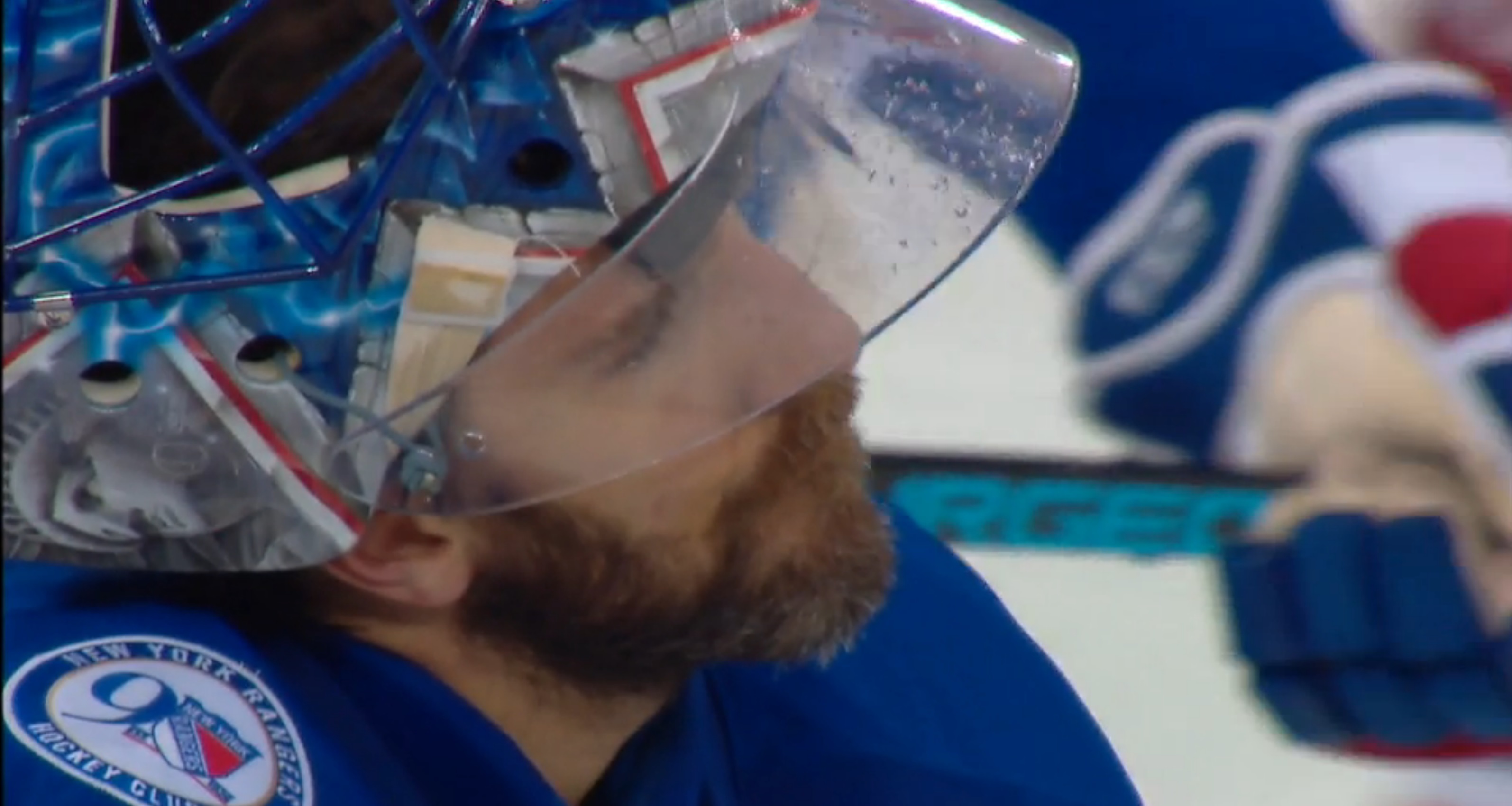 Cameras catch Henrik Lundqvist after the game and he looks crushed.