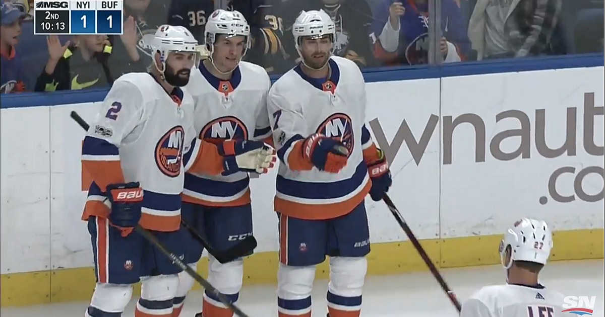 Eberle goes between the legs and to the backhand for his first as an Islander.