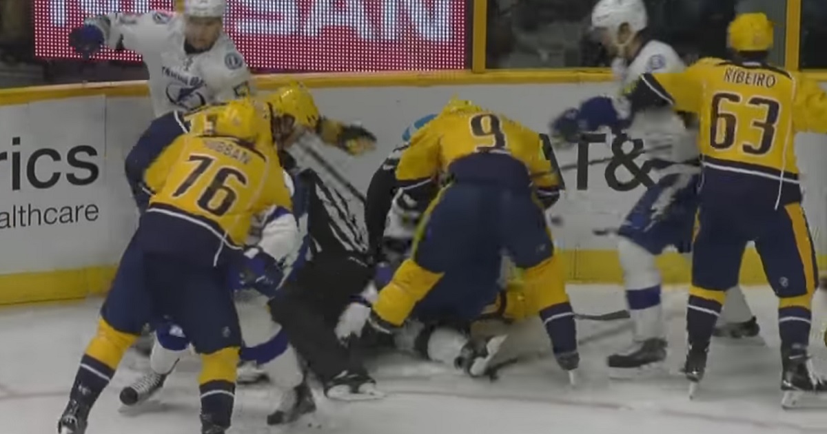 Brawl breaks out after a late blindside hit on Monday night!