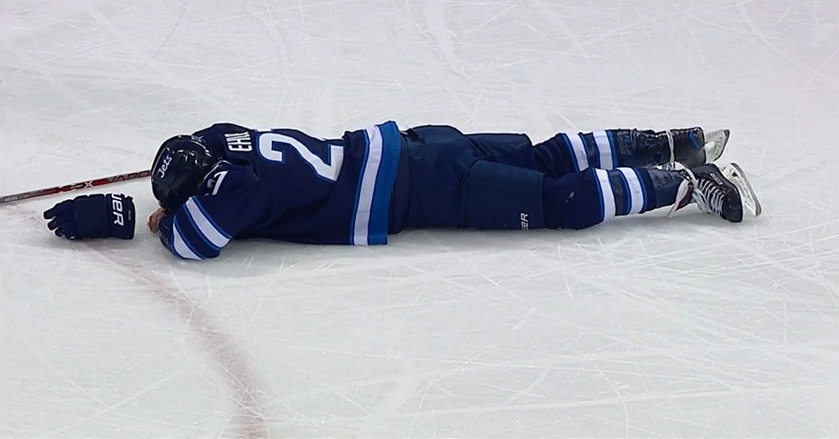 NHL forward gets leveled while staring up at the rafters.