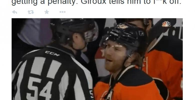 Video: Claude Giroux tells on ice official to f**k off!