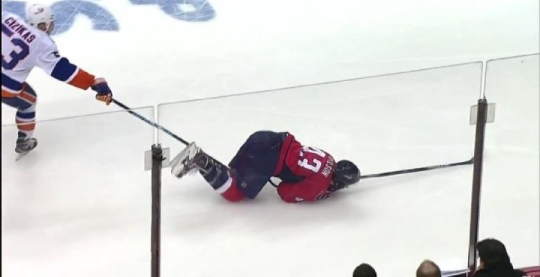 VIDEO: Tom Wilson takes a spear right in the nuts!