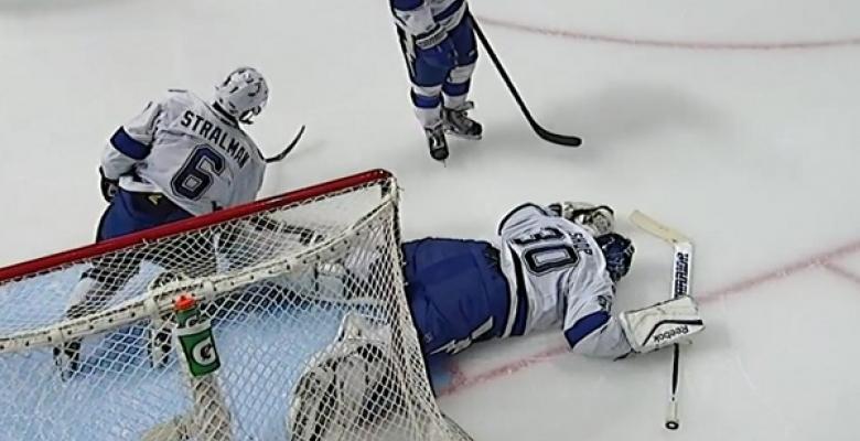 (VIDEO) Bishop stays down on the ice after taking hit to the head.