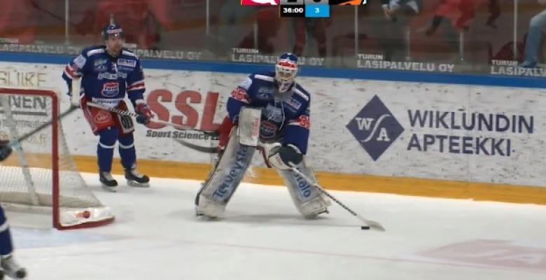 (VIDEO): Goaltending prospect scores goal, followed by a boss celebration!