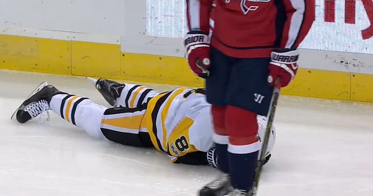 Penguin tries to turn away from a hit, gets crushed as a result. 