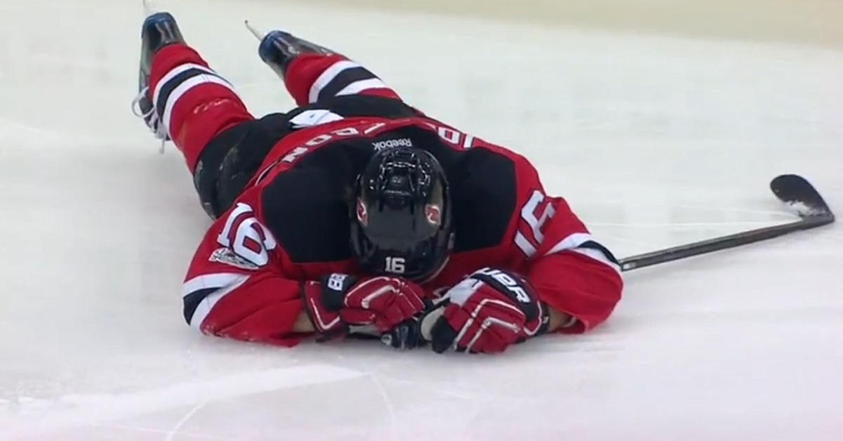 Player gets rocked after huge hit sends him head first into the stanchion.