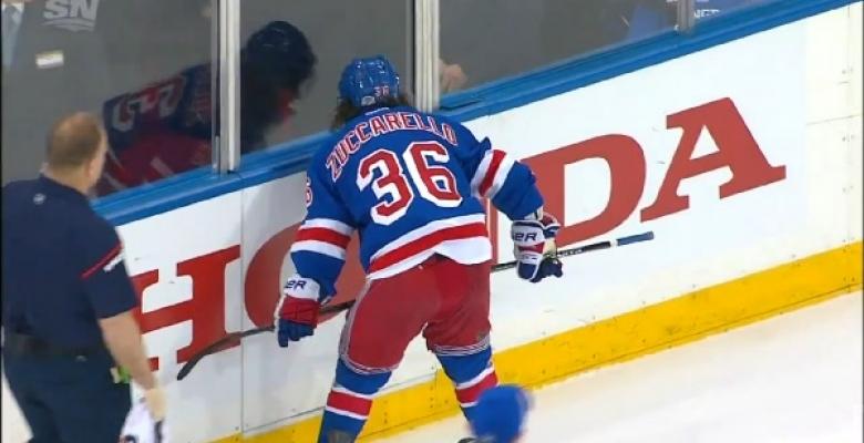VIDEO: Zuccarello takes a teammates shot to the head.