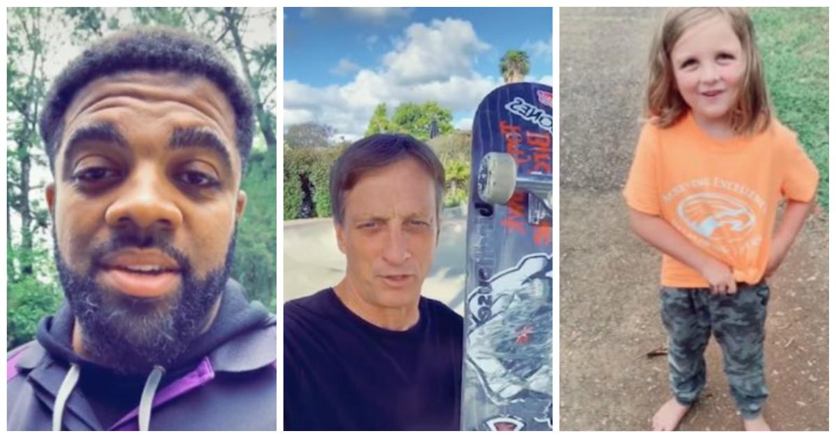 Good guy Fedex Driver helps a young boy deliver a skateboard to Tony Hawk.