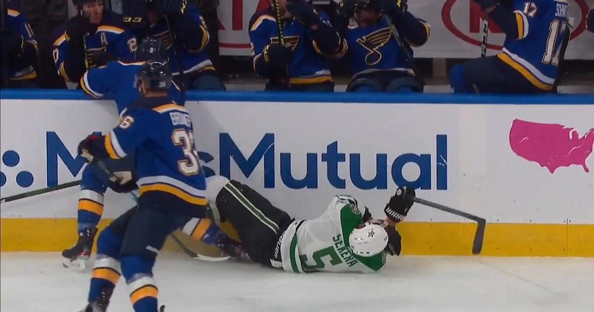 Samuel Blais drills Sekera from behind but injures himself.