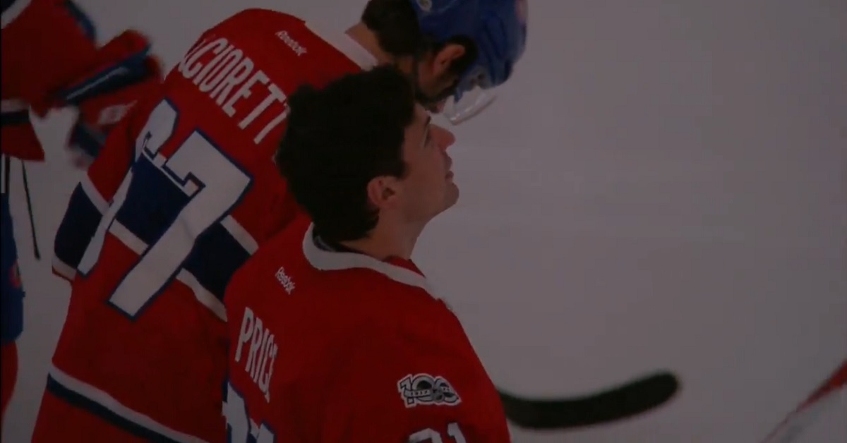 Canadiens pay tribute to victims of Quebec City shooting prior to tonight's game.