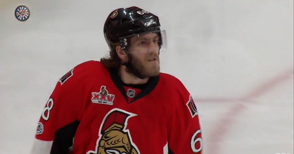 Mike Hoffman fires a rocket off the post and in to take the lead.