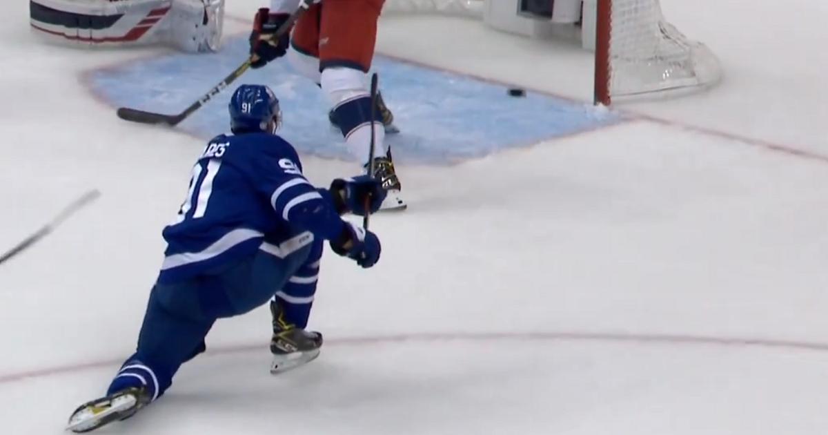 John Tavares misses on a wide open net.