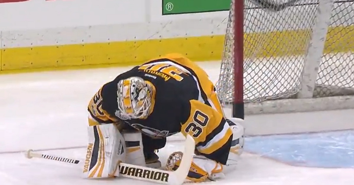 ICYMI: Video of Matt Murray's injury in pre-game warmups tonight.