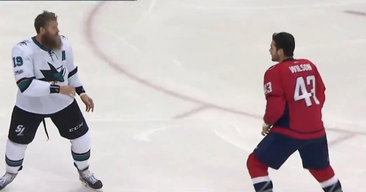 Breaking: Tom Wilson drops Joe Thornton with a huge punch!