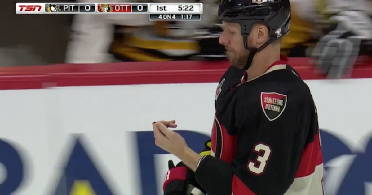 Throwback: Sidney Crosby nearly hacks off Marc Methot's finger.
