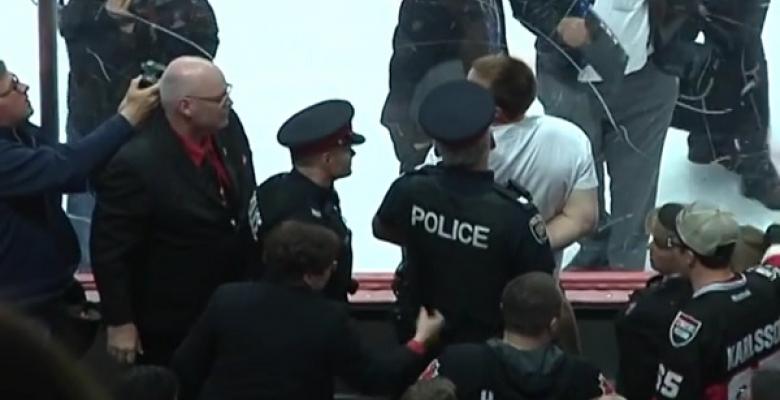 VIDEO: Police intervene after fight between fans and security staff.