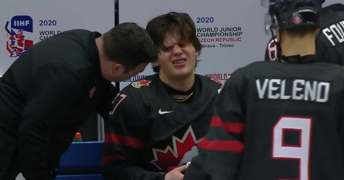 Canadian captain Barrett Hayton injured at the World Juniors.