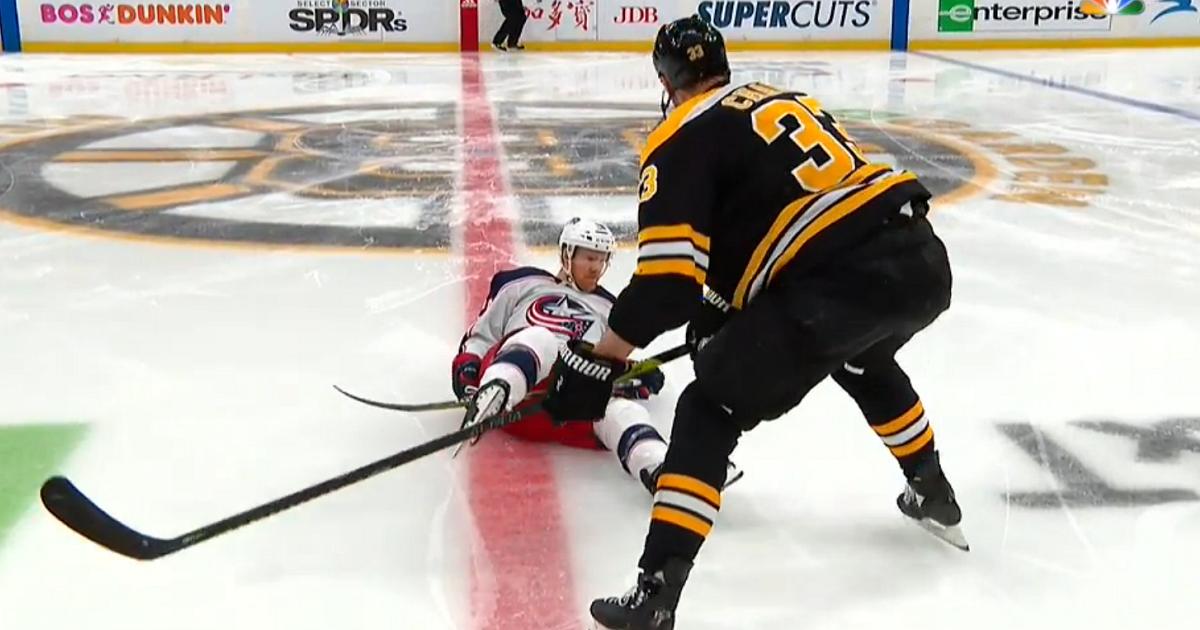 Chara takes Nash out of Game 2 with a monster hit at center ice!