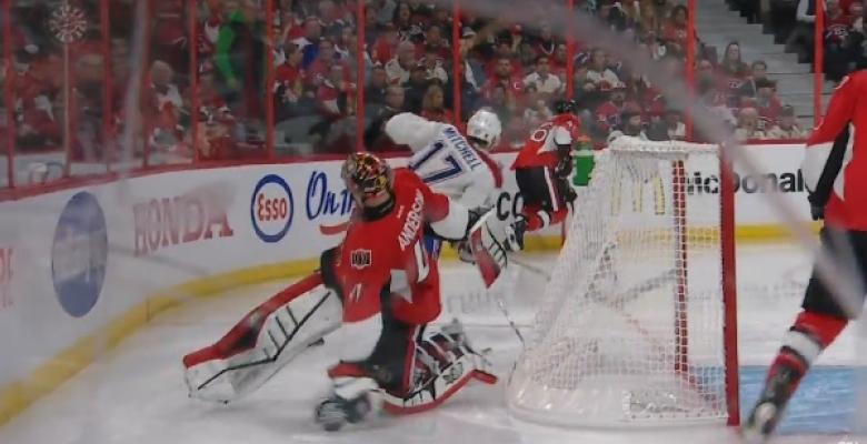 VIDEO: Anderson tries to chop Mitchell's leg off after getting tripped.