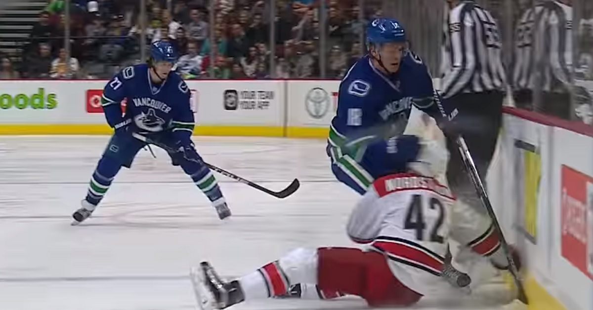 20 year old NHL forward caught smashing his opponents head into the boards.